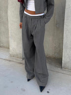 Tailored Pinstripe Graceful Wide Leg Pants Pants