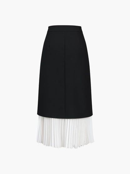 Two Tone Graceful Pleated Long Skirt