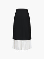 Two Tone Graceful Pleated Long Skirt Skirts