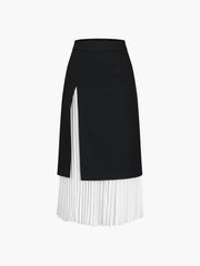 Two Tone Graceful Pleated Long Skirt Skirts