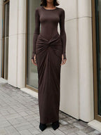 Slinky Crew Neck Twisted Modern Two Pieces Skirt Set Skirt Sets