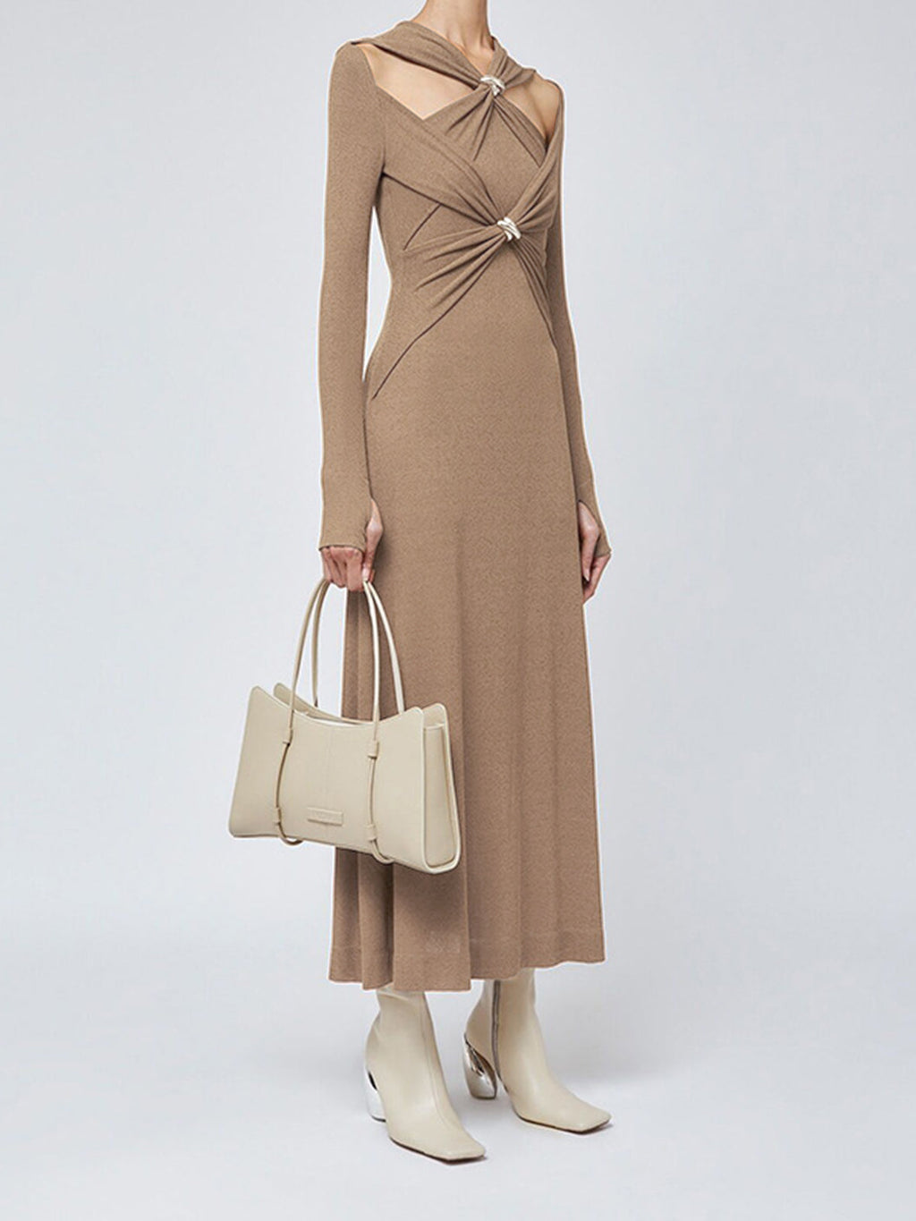 Criss Cross Cut Trendy Out Long Dress Dresses