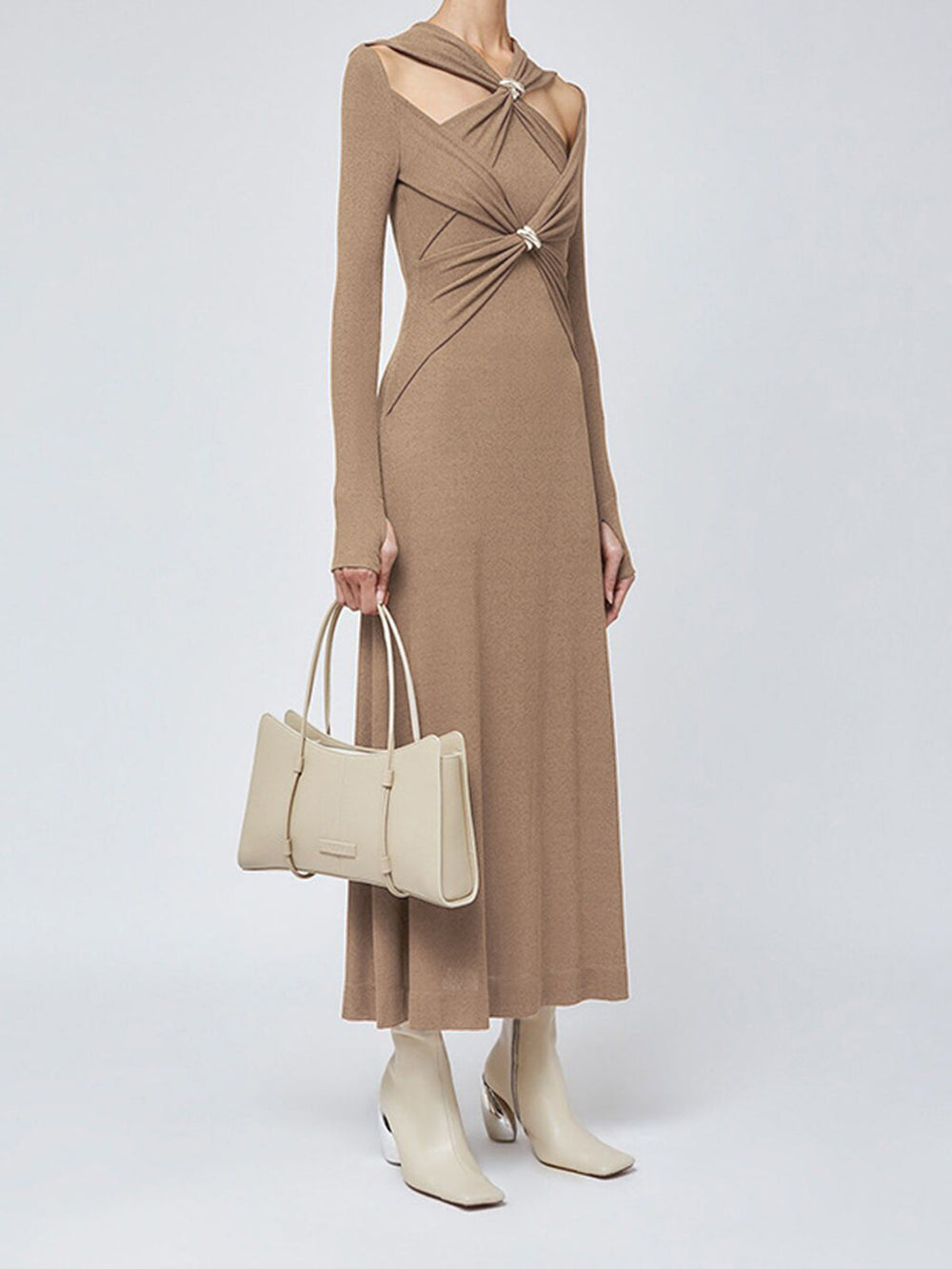 Criss Cross Cut Trendy Out Long Dress Dresses