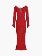 Tie Front Backless Lace Trendy Up Sweater Long Dress Sweaters L