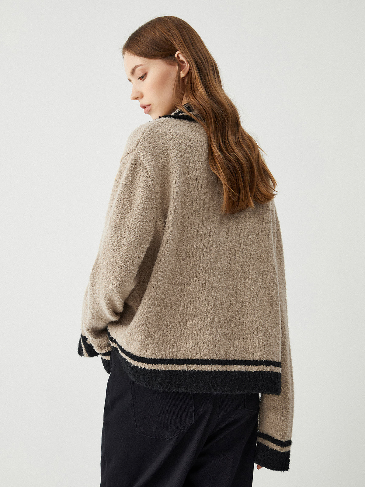 Contrast Trim Graceful Knit Cardigan