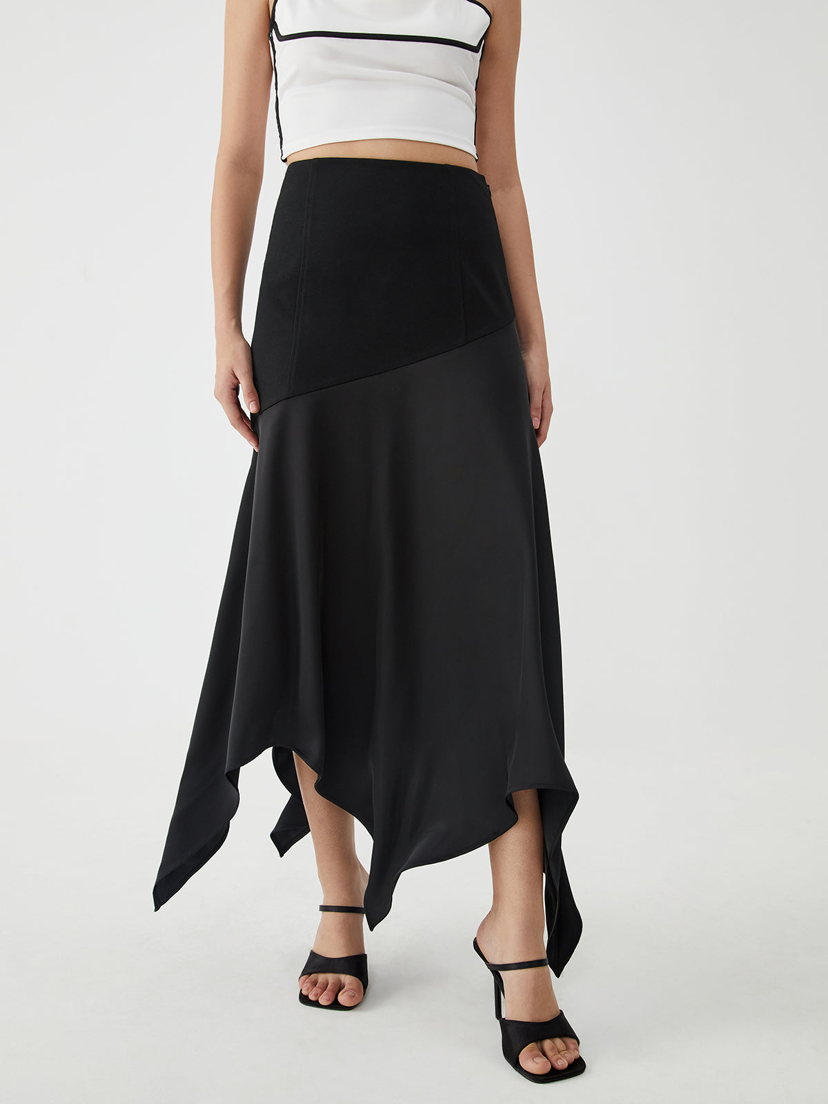 Solid Irregular Graceful Hem Maxi Skirt