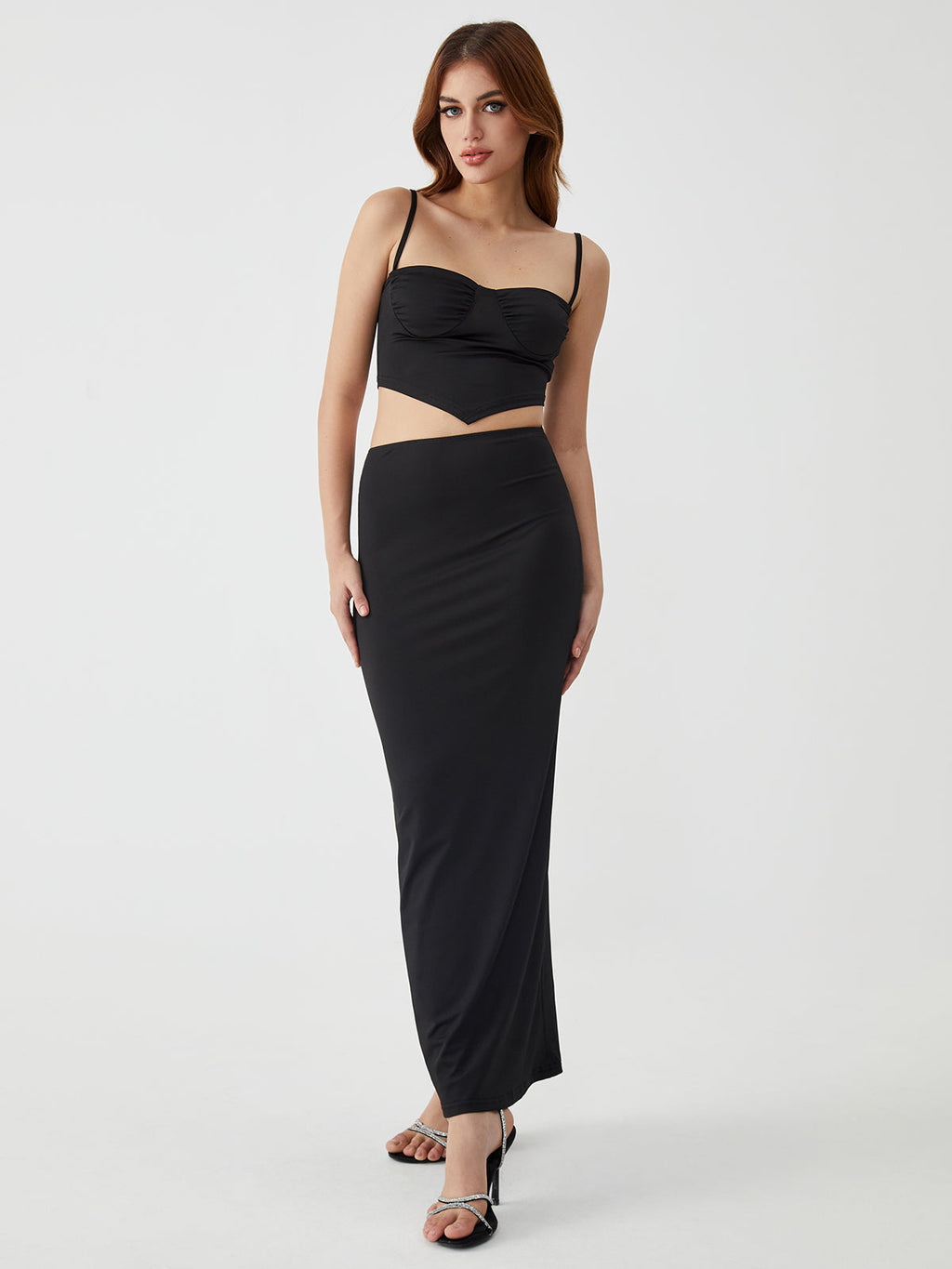 Solid Backless Graceful Two Piece Skirt Set Skirt Sets