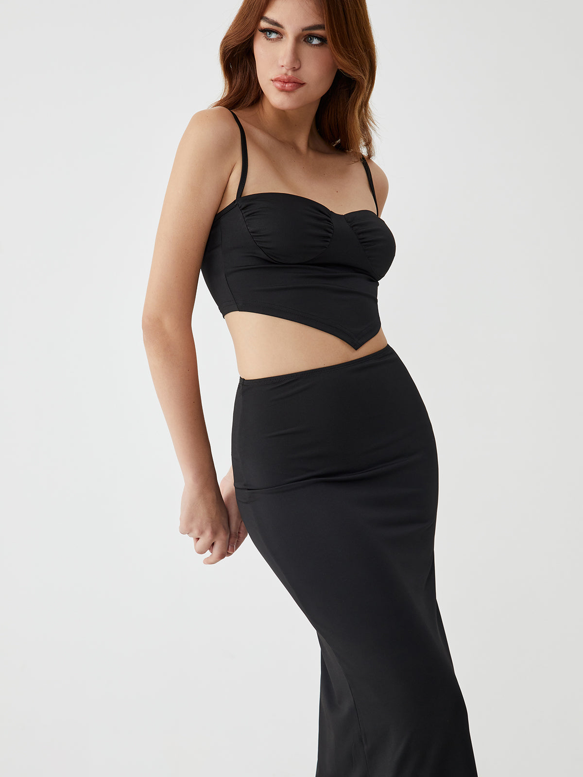 Solid Backless Graceful Two Piece Skirt Set Skirt Sets