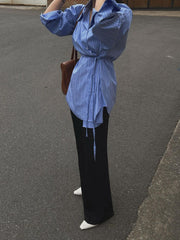Striped Print Graceful Button Front Shirt Shirts