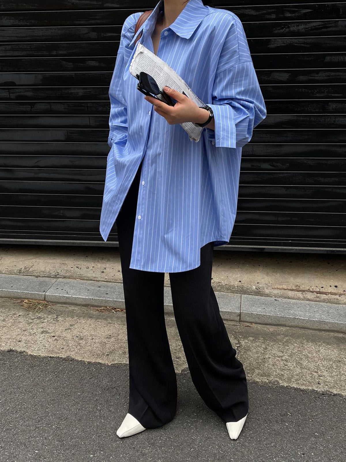 Striped Print Graceful Button Front Shirt Shirts