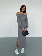 Solid Charming Sweater Skirt Sweaters L