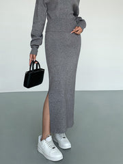 Solid Charming Sweater Skirt Sweaters L