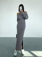 Solid Charming Sweater Skirt Sweaters L