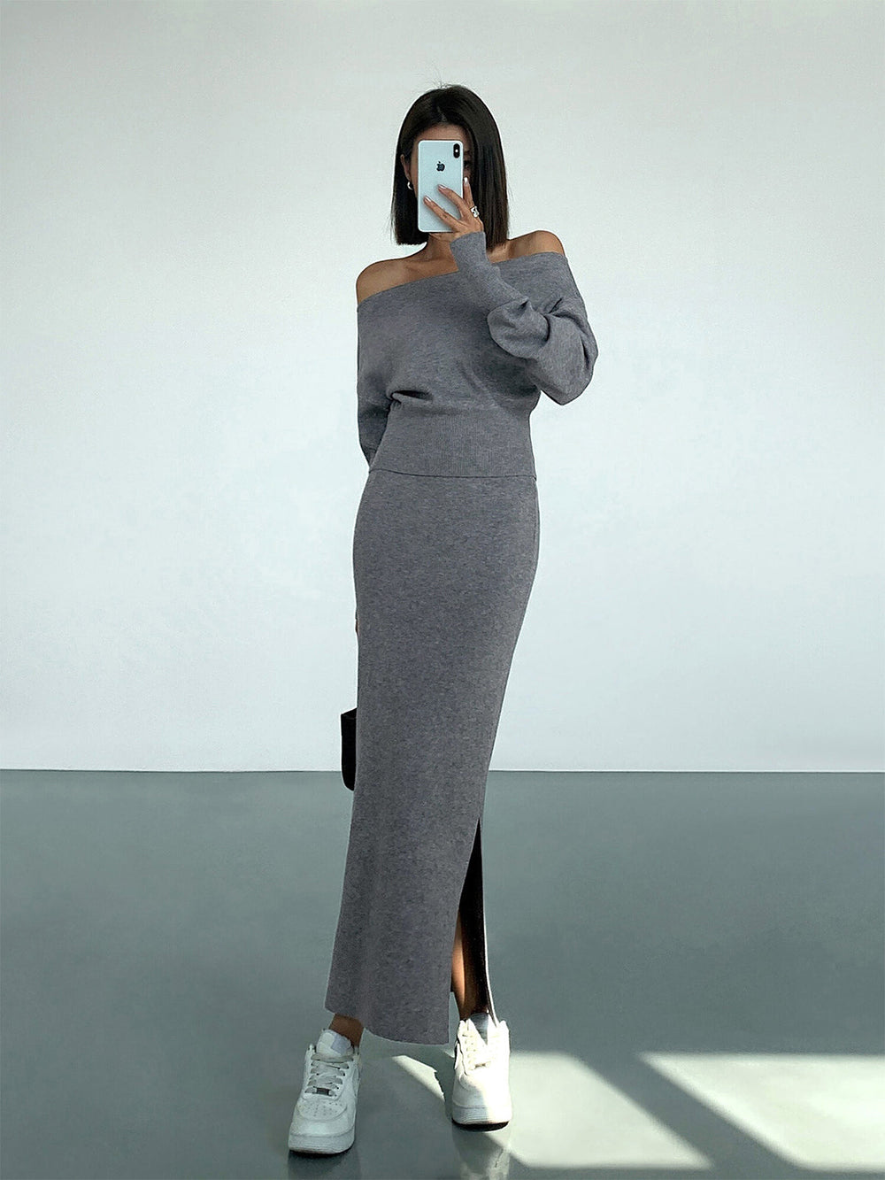 Solid Charming Sweater Skirt Sweaters L