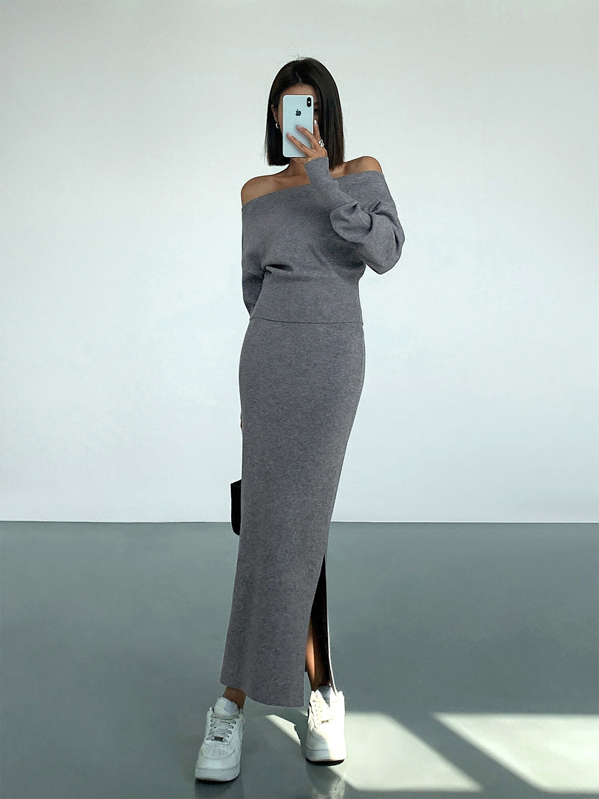 Solid Charming Sweater Skirt Sweaters L