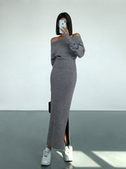 Solid Charming Sweater Skirt Sweaters L