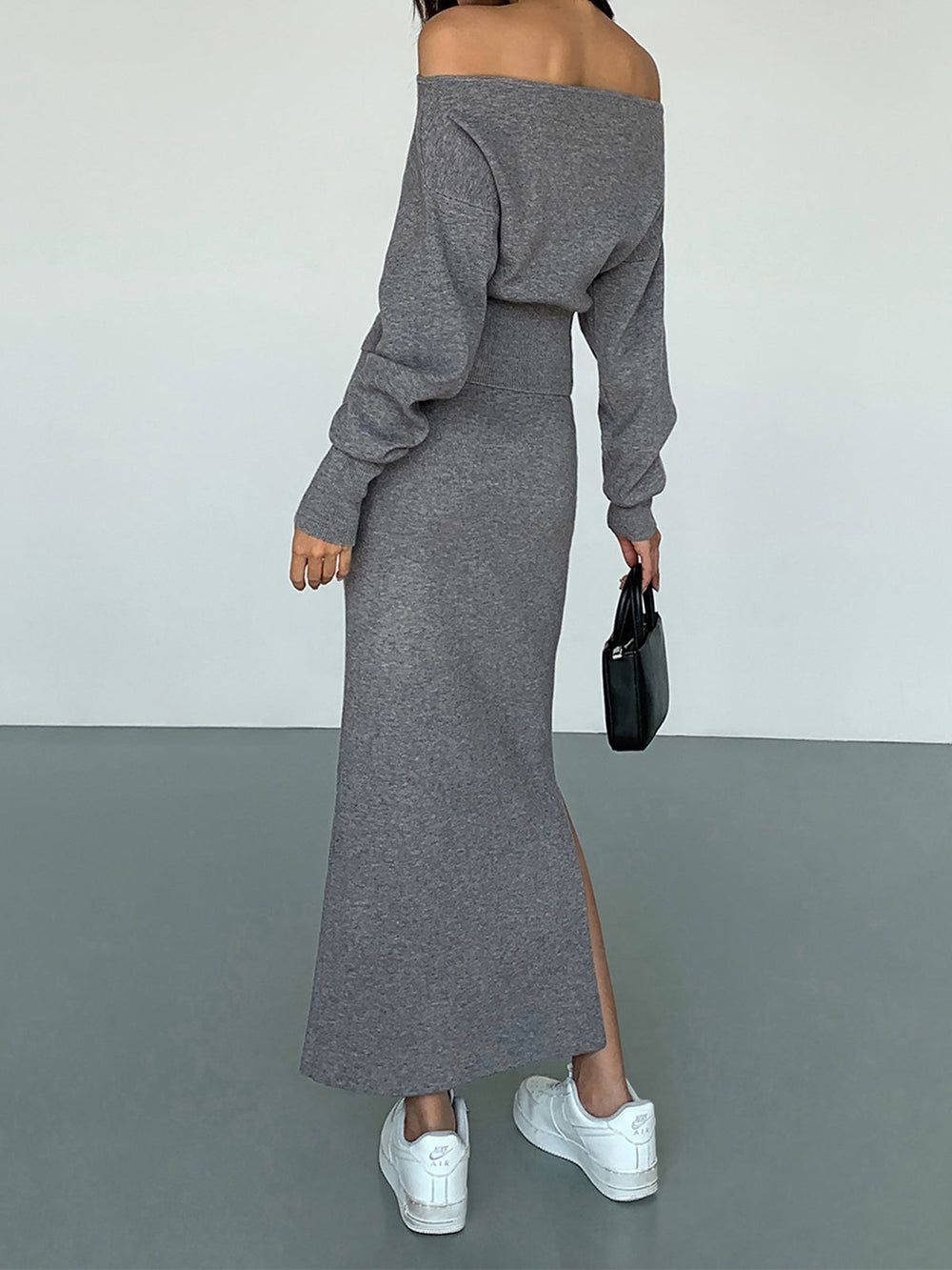 Solid Charming Sweater Skirt Sweaters L