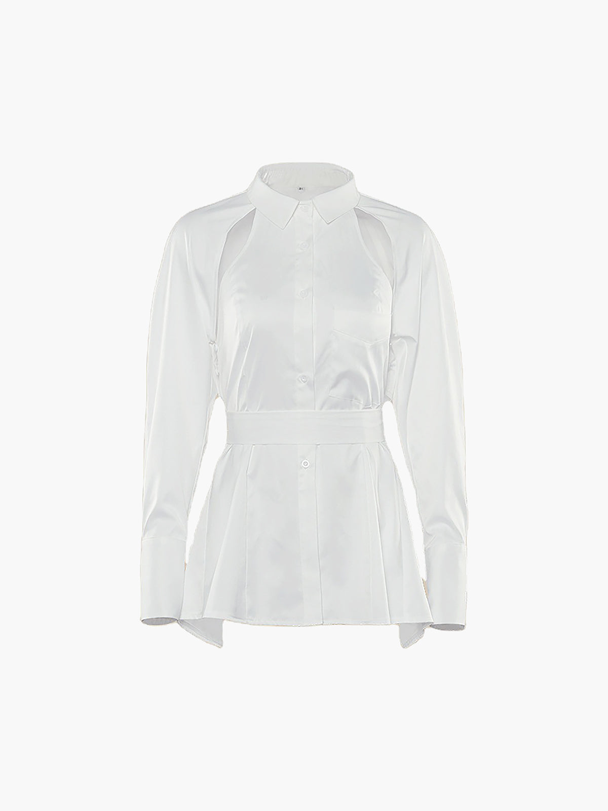 Cut Out Button Trendy Down Collar Shirt Secondary image