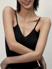 Seamless Deep Graceful Neck Ribbed Cami Tank Tops & Camis