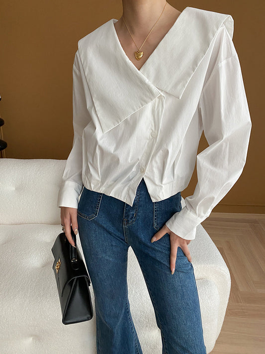 Asymmetrical Charming Collar Blouse