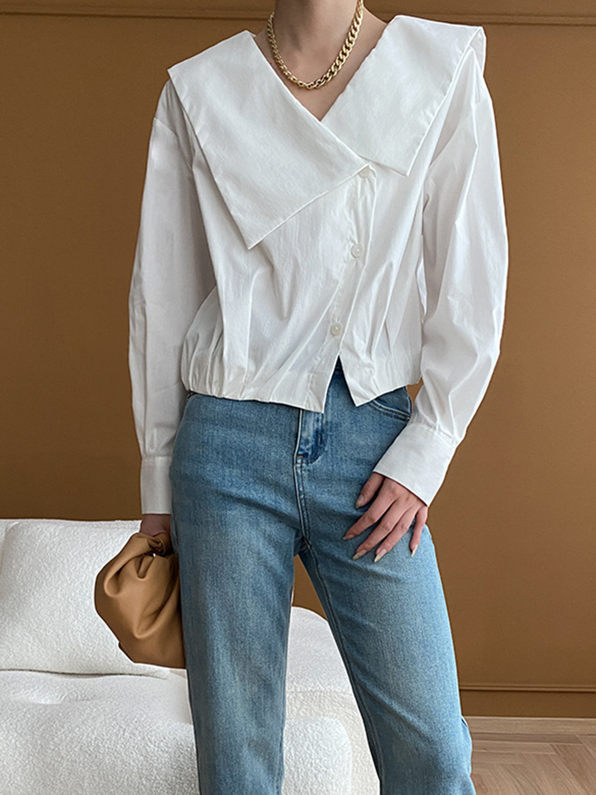 Asymmetrical Charming Collar Blouse