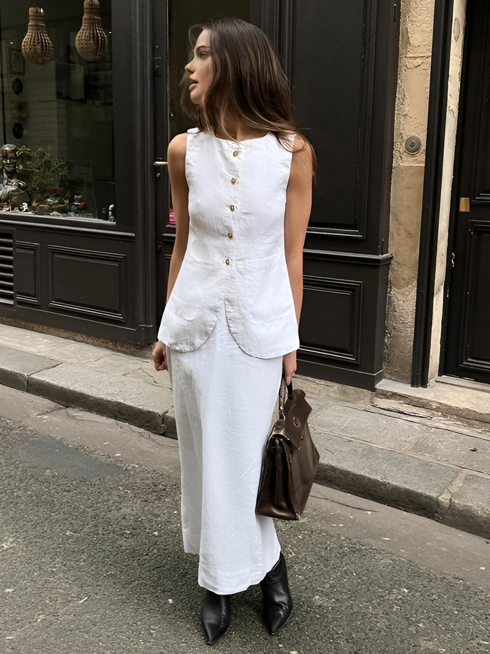 Cotton Blends Graceful Skirt Set White / XS Skirt Sets