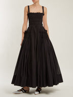 Shirred Pleated Graceful Cami Long Dress Dresses
