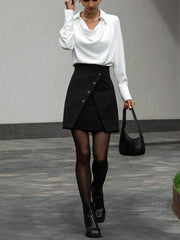 V Neck Pleated Graceful Long Sleeve Blouse Blouses