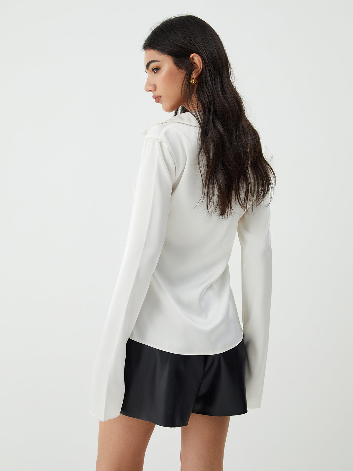 Tie Up V-Neck Trendy Long Sleeve Blouse