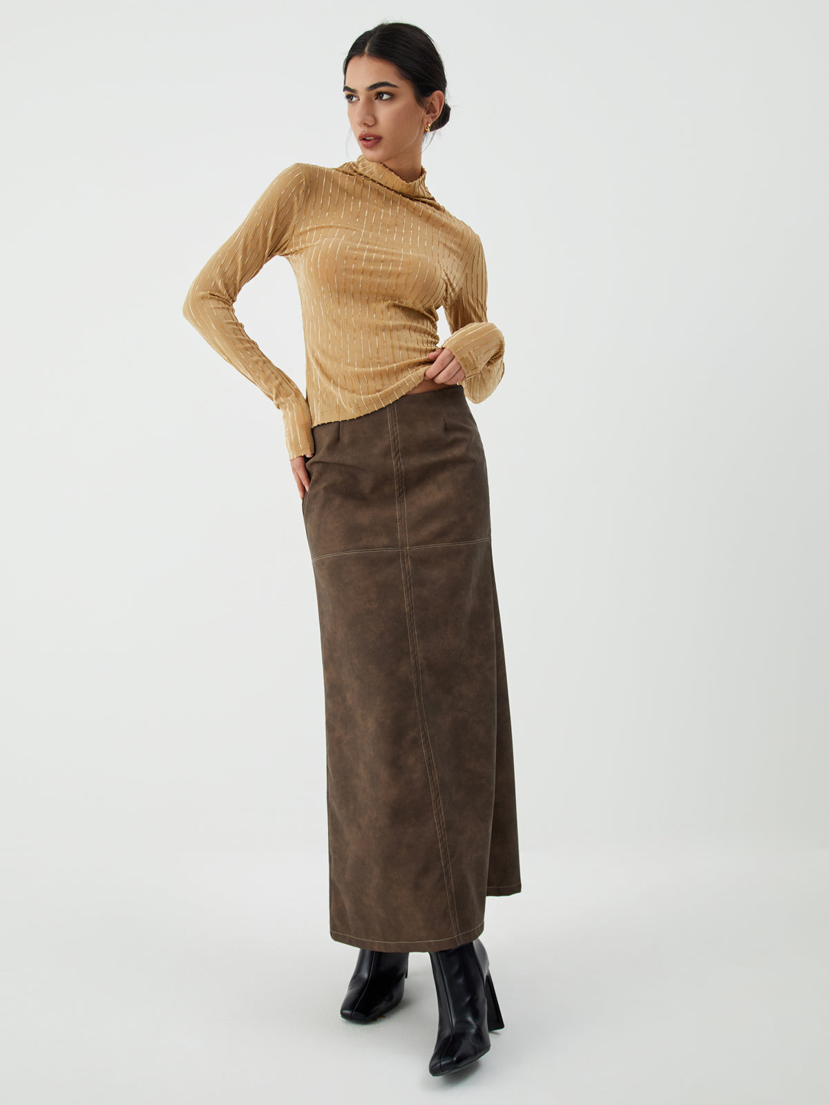 Maillard Washed Graceful Midi Skirt