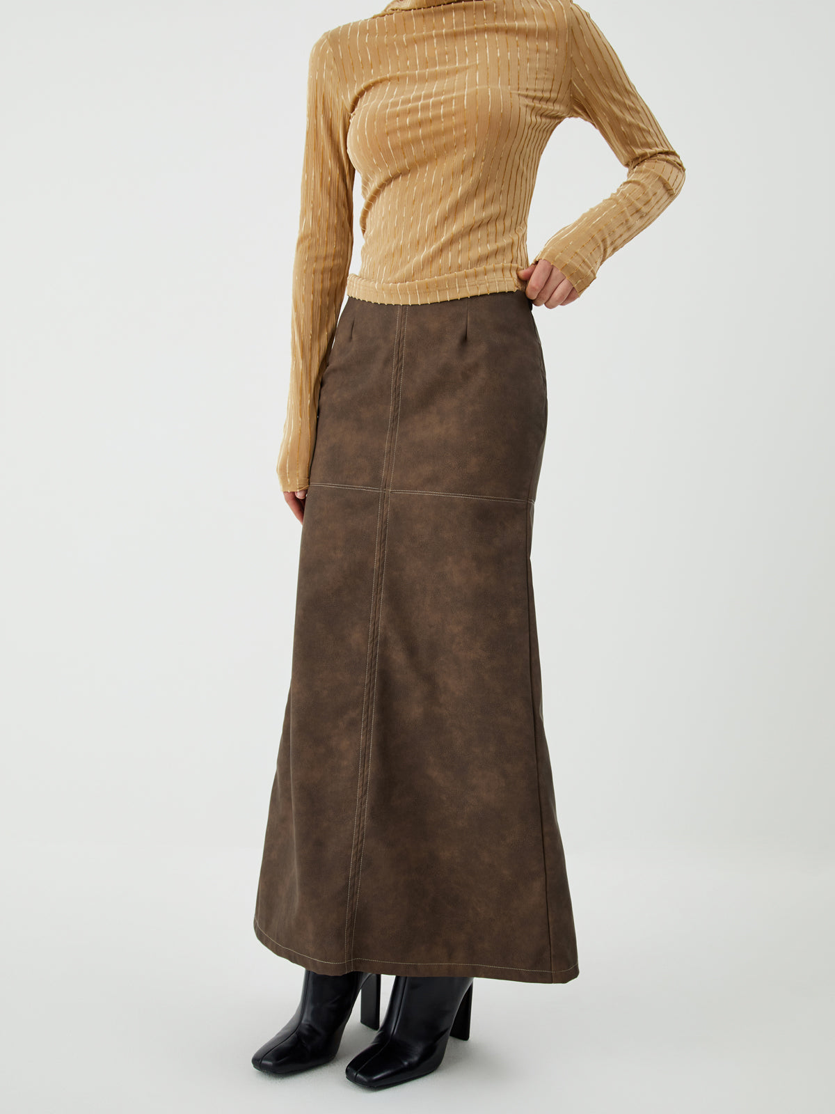 Maillard Washed Graceful Midi Skirt