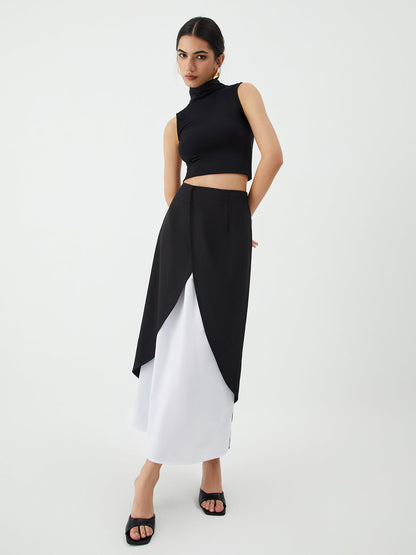 Patchwork Split Graceful Maxi Skirt