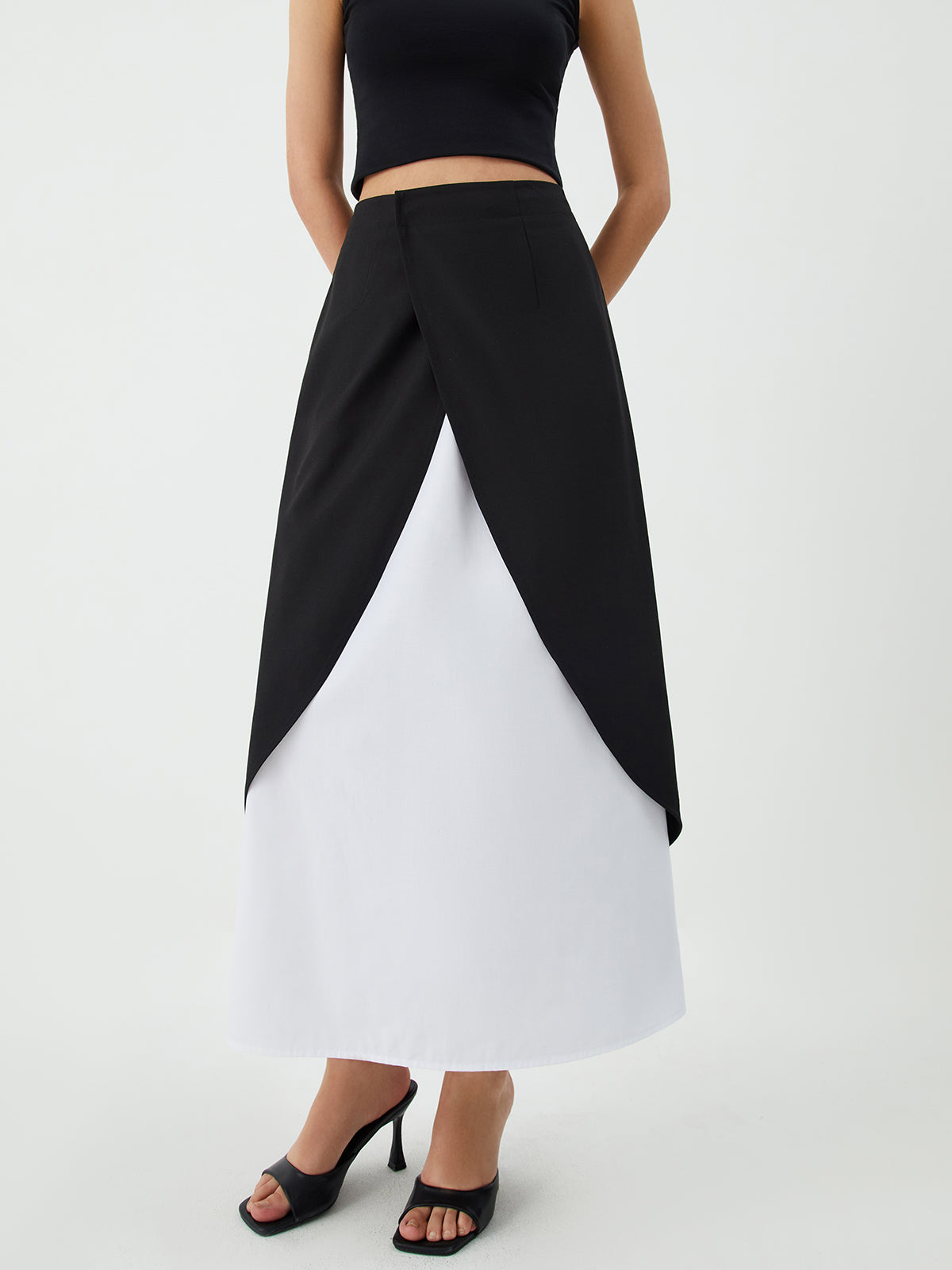 Patchwork Split Graceful Maxi Skirt