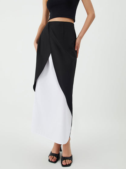 Patchwork Split Graceful Maxi Skirt