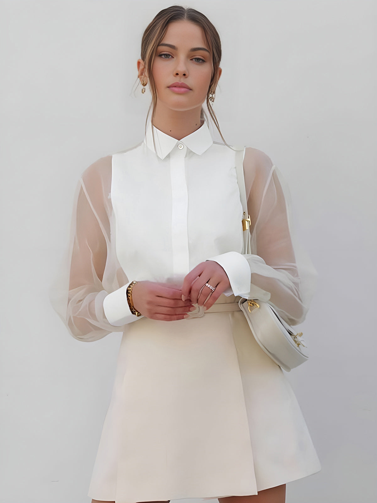 Puff Sleeve Graceful Organza Shirt