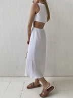 Cotton Holiday Cut Trendy Out Long Dress Dresses