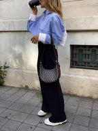 Striped Cropped Graceful Patchwork Shirt Shirts