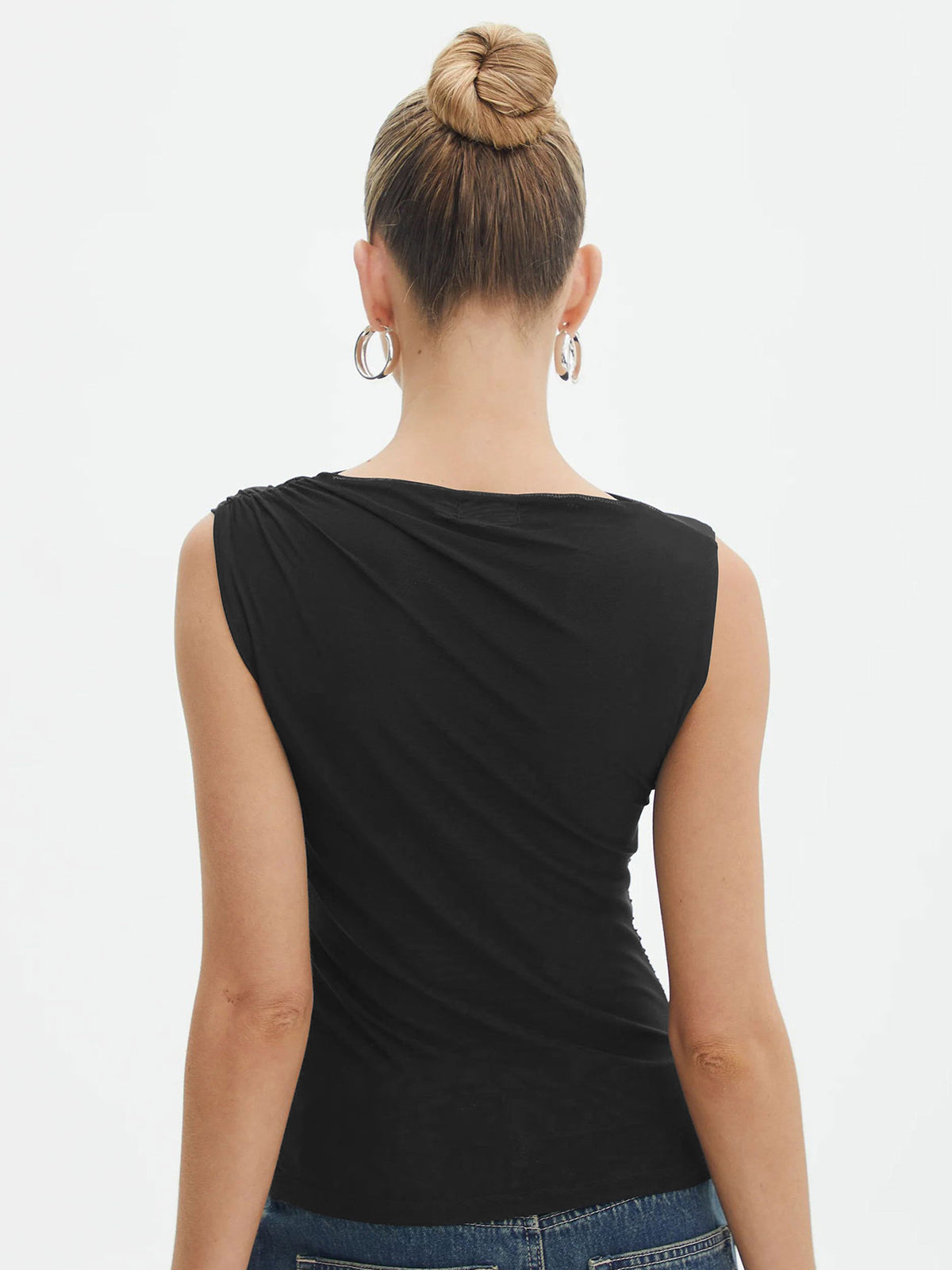 Solid Pleated Graceful Tank Top Tank Tops & Camis