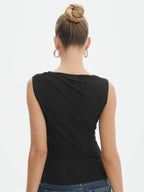 Solid Pleated Graceful Tank Top Tank Tops & Camis