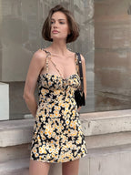 Daisy Printed Graceful Floral Short Dress Dresses