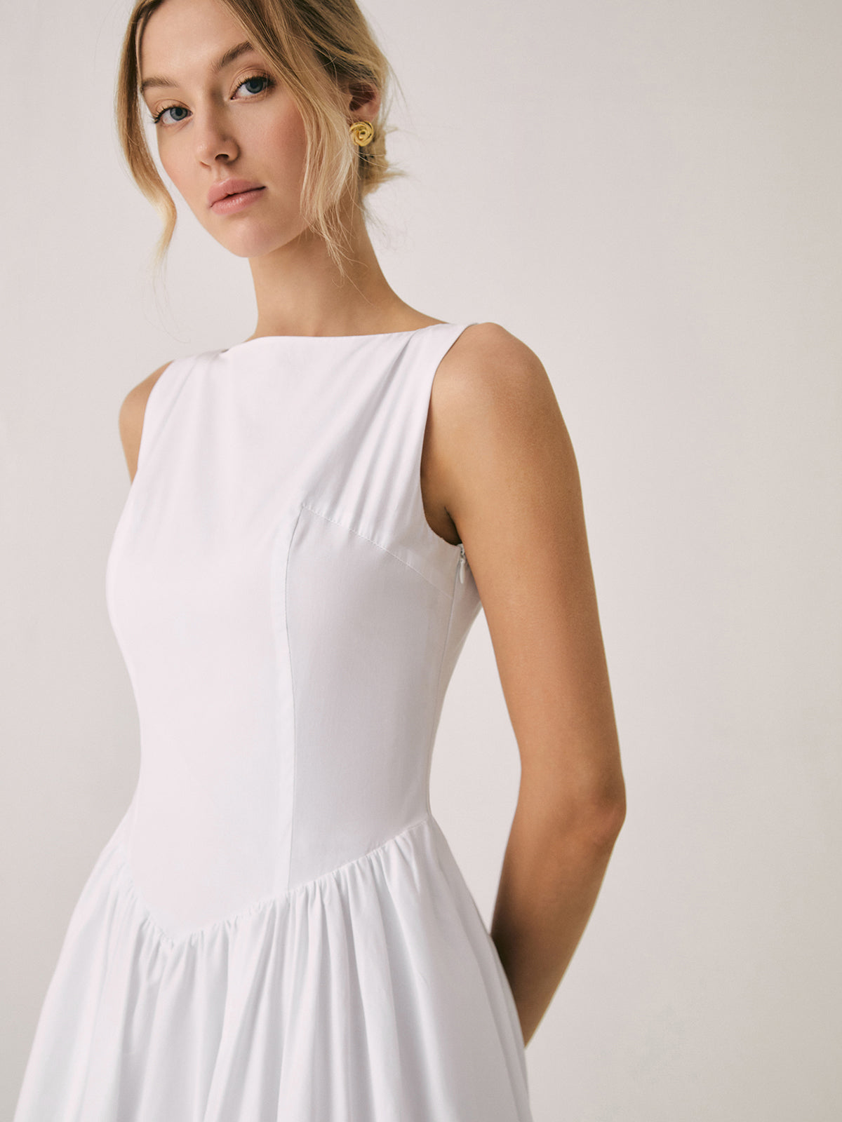 Cutout Cotton Graceful Sleeveless Midi Dress Dresses