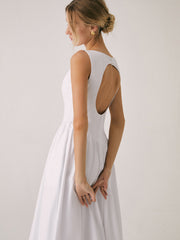 Cutout Cotton Graceful Sleeveless Midi Dress White / XS Dresses