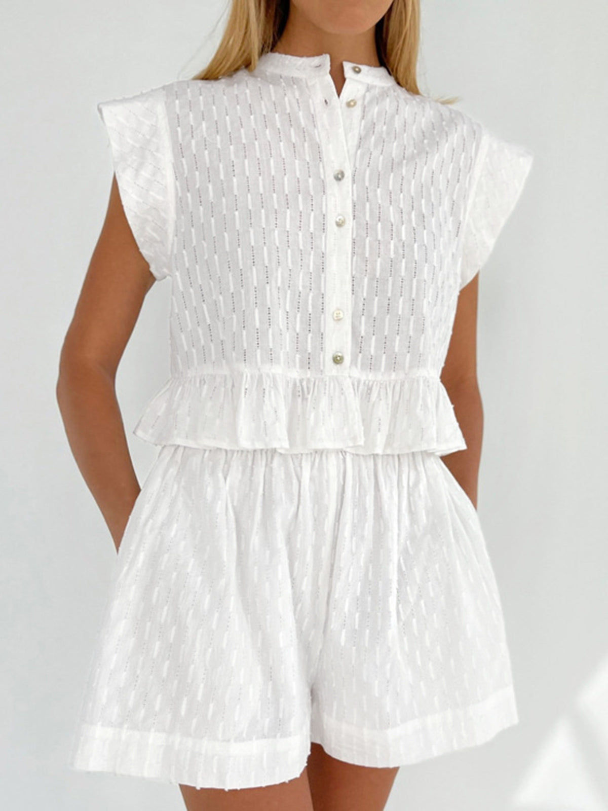 Short Sleeve Graceful Cotton Shorts Set White / XS Short Sets Main image
