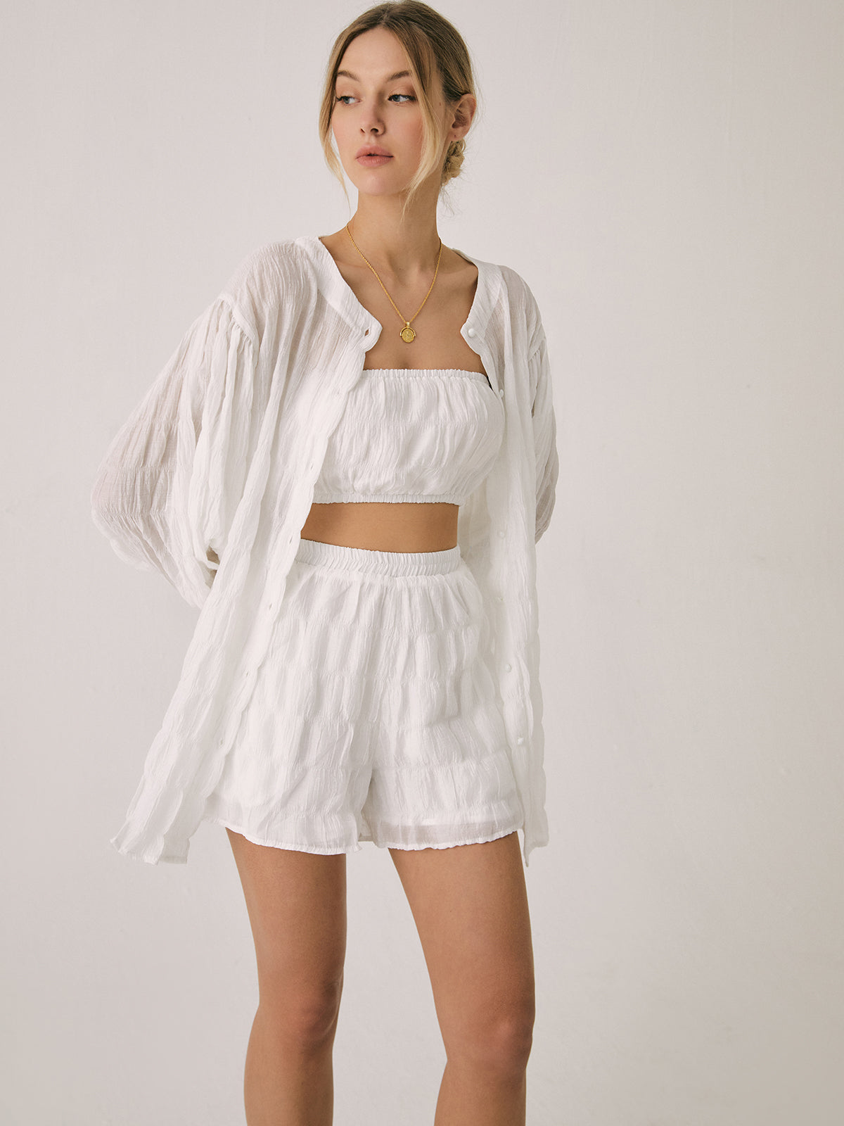 Breathable Three Graceful Piece Shorts Set Short Sets