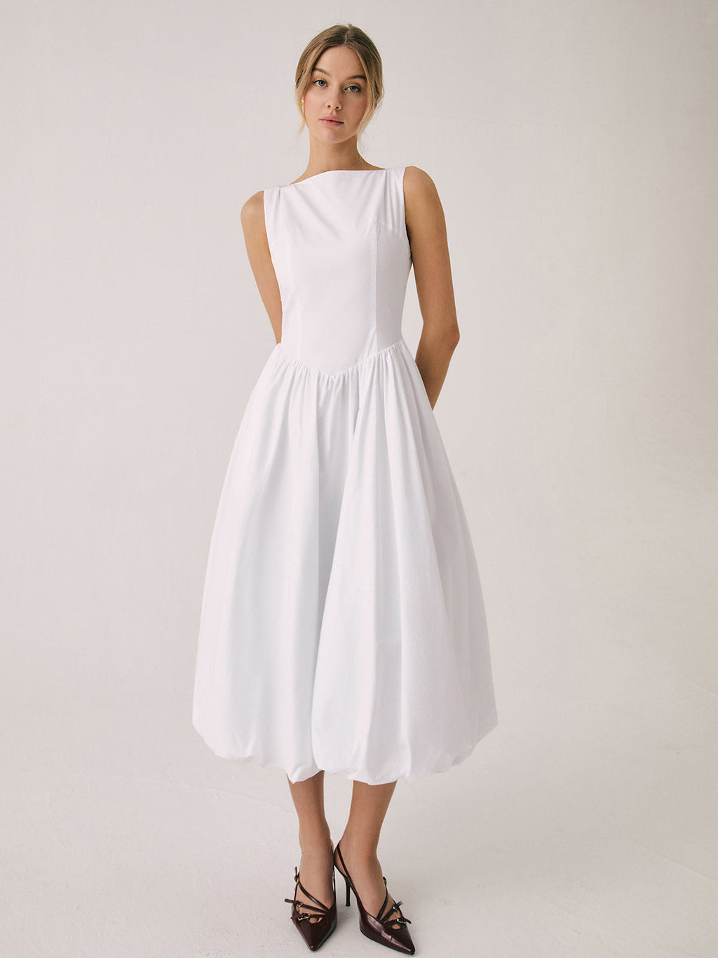 Cutout Cotton Graceful Sleeveless Midi Dress Dresses