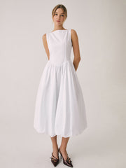 Cutout Cotton Graceful Sleeveless Midi Dress Dresses