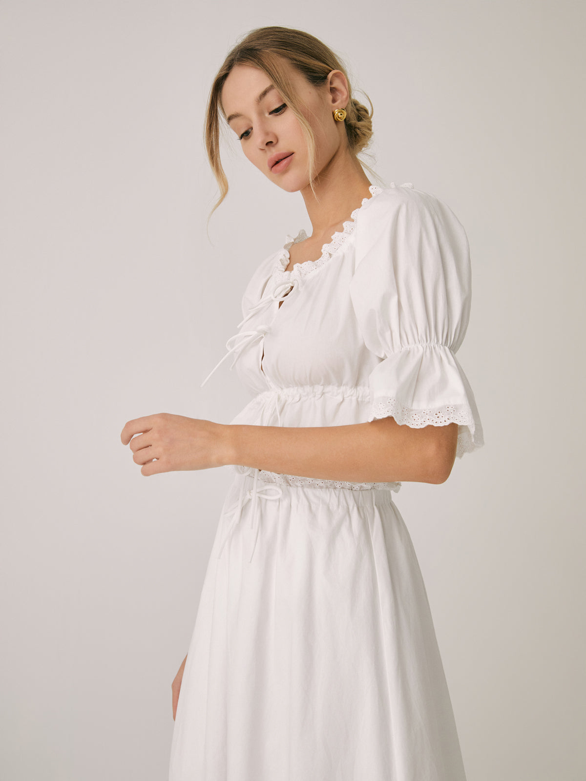 Ruffle Tie Front Trendy Short Sleeve Top