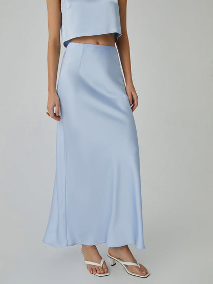 Minimalism Satin Graceful Maxi Skirt