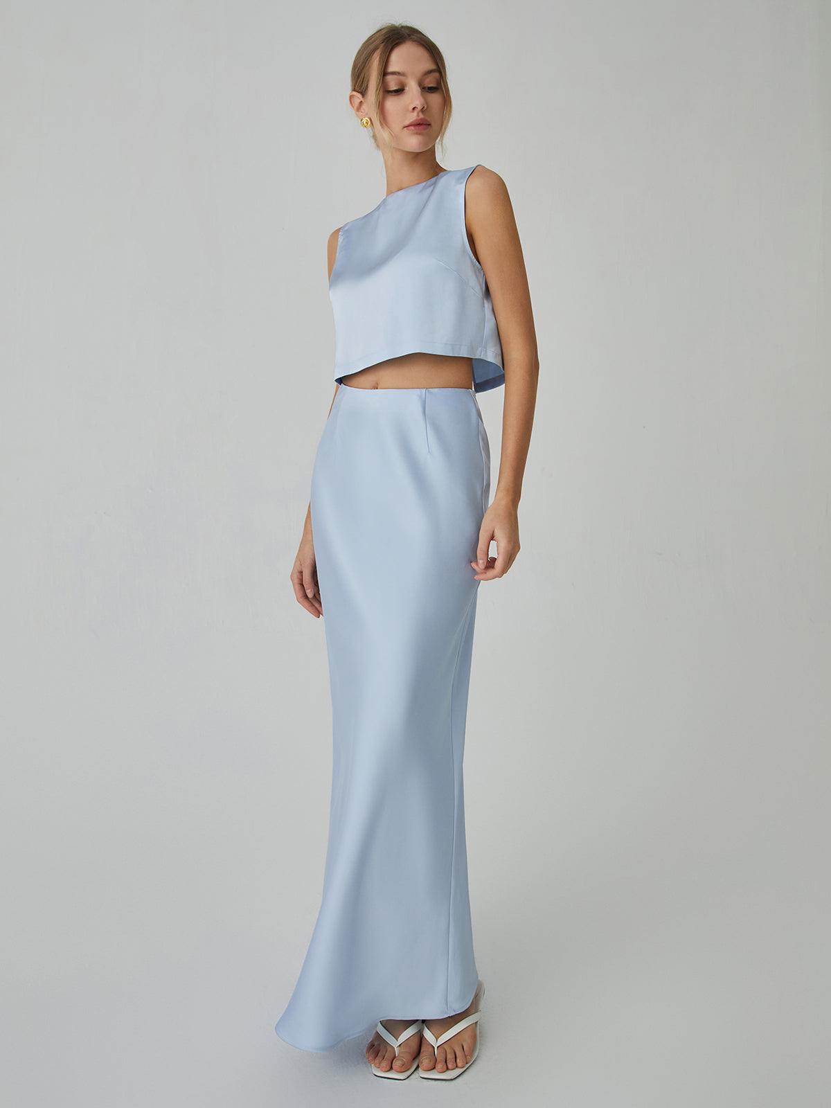 Minimalism Satin Graceful Maxi Skirt