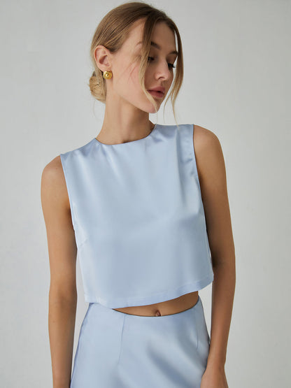 Minimalism Stain Graceful Split Cropped Top